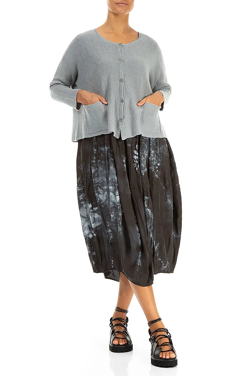 Two Pockets Grey Linen Cardigan