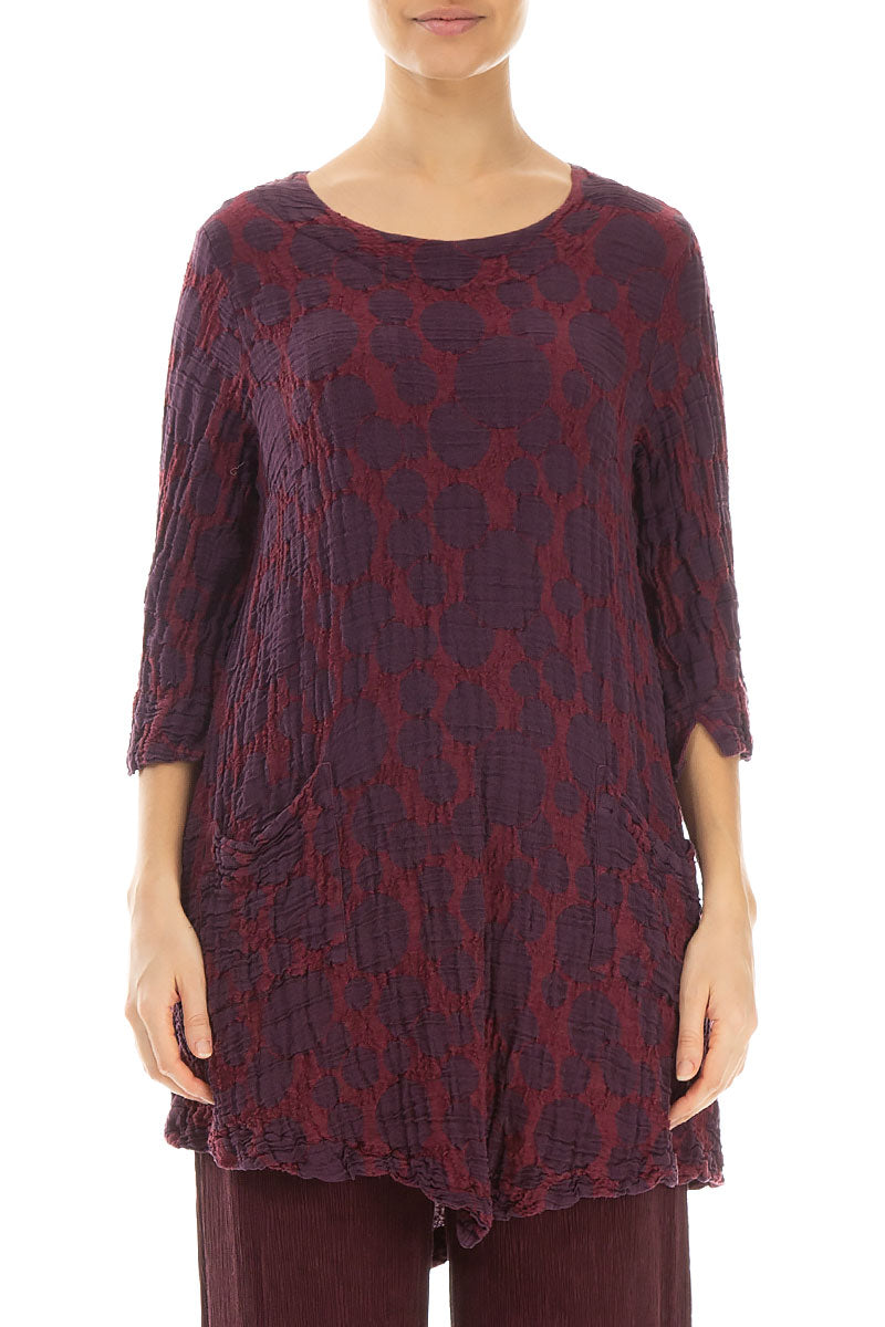 Two Pockets Merlot Circle Silk Linen Tunic 1