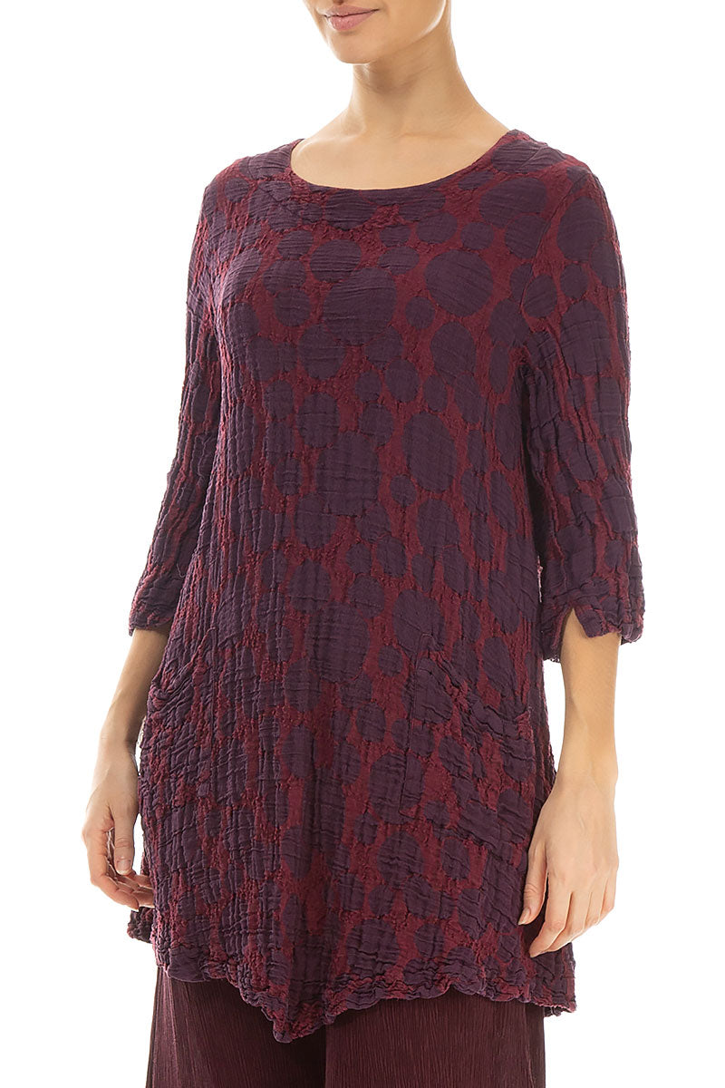 Two Pockets Merlot Circle Silk Linen Tunic 3