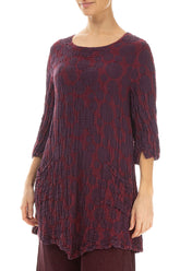 Two Pockets Merlot Circle Silk Linen Tunic 3