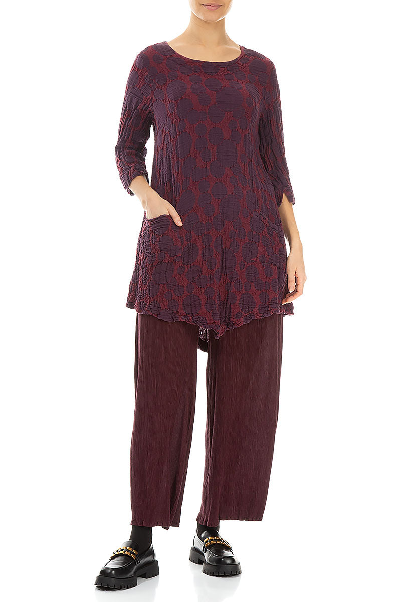 Two Pockets Merlot Circle Silk Linen Tunic 4