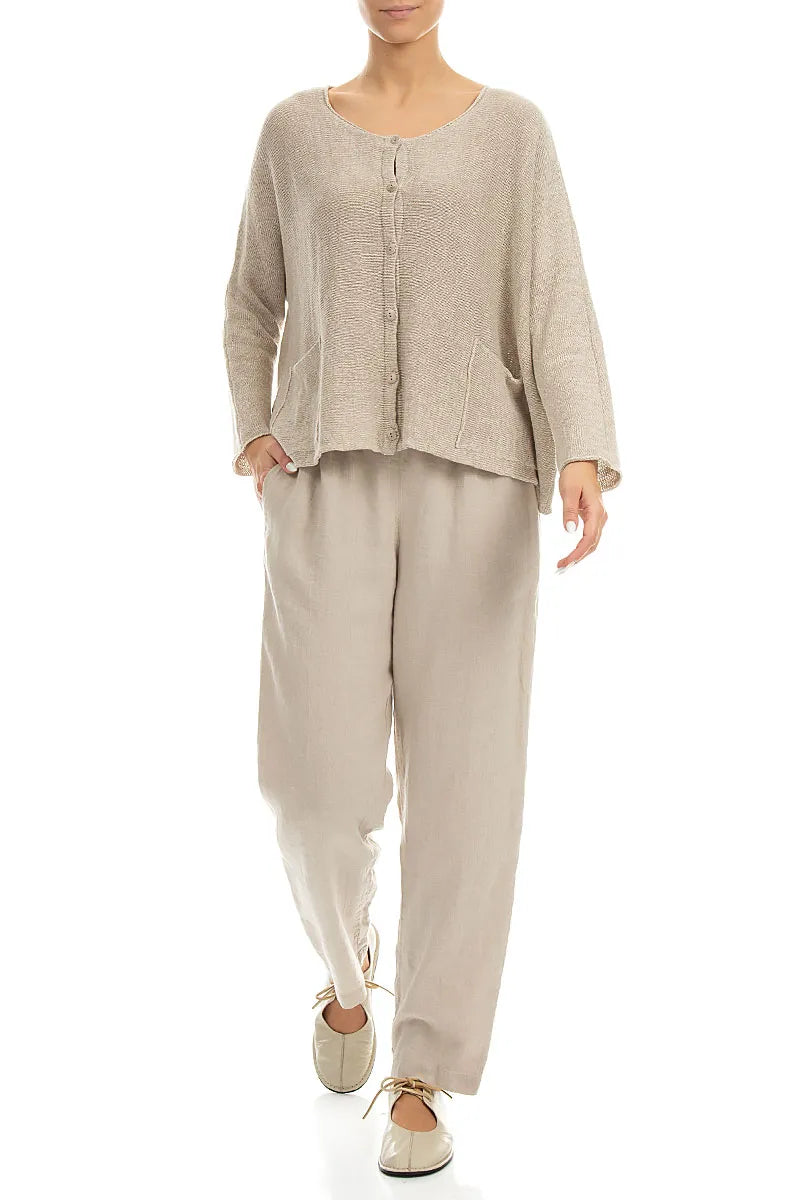 Two Pockets Natural Linen Cardigan