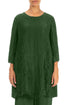 Two Pockets Pine Green Crinkled Silk Tunic 1