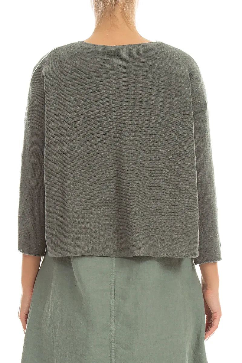 Two Pockets Grey Sage Linen Cardigan 2