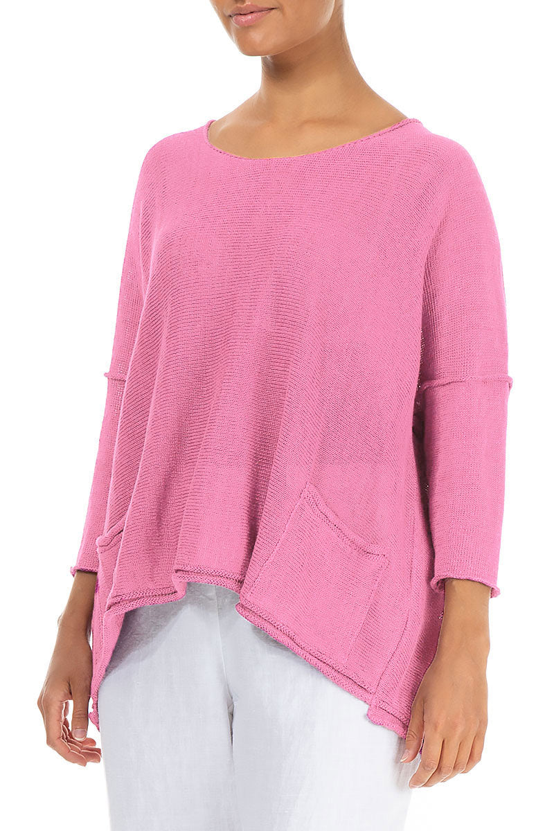 Two Pockets Taffy Pink Linen Jumper 3