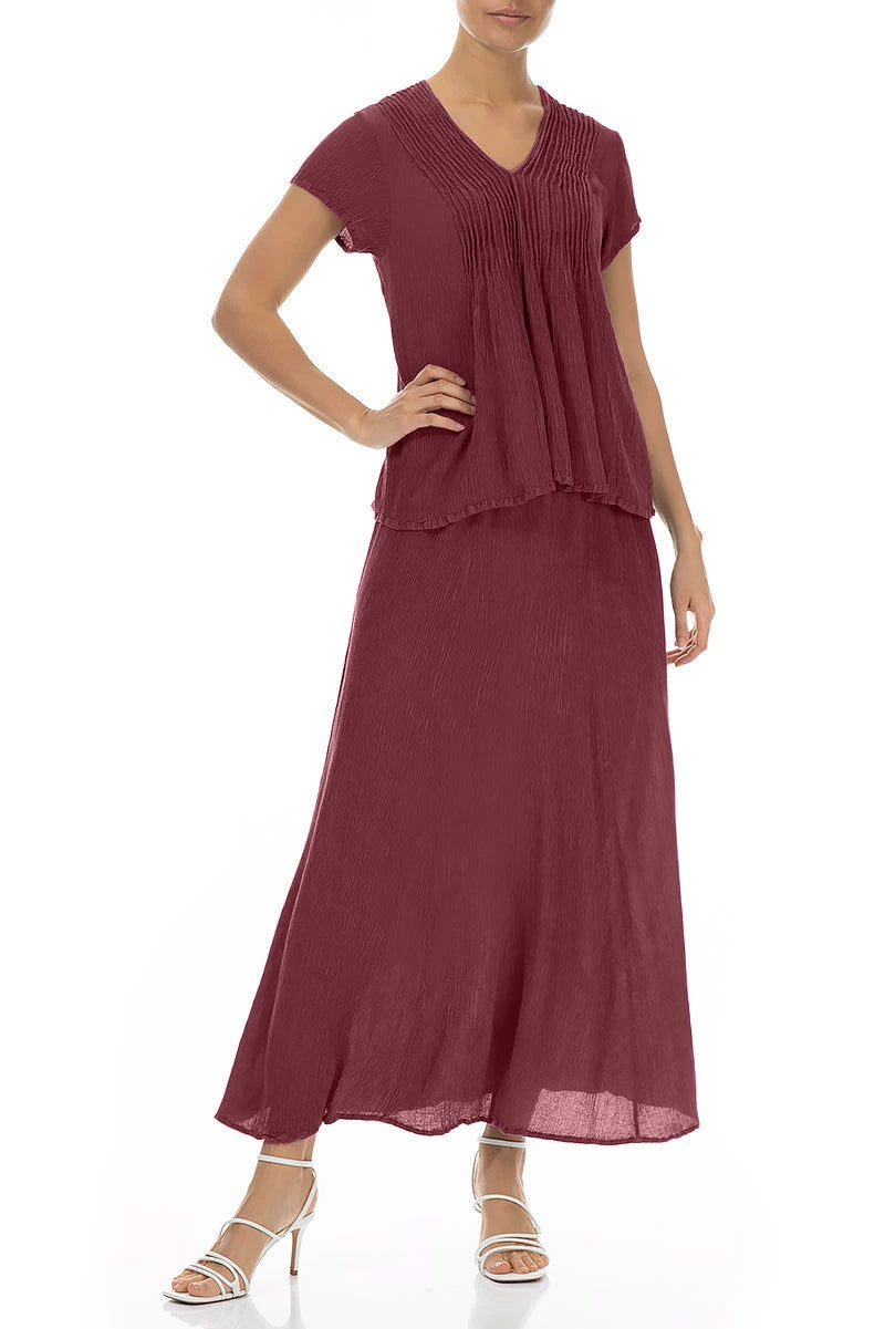 V-Neck Antique Ruby Silk Viscose Blouse