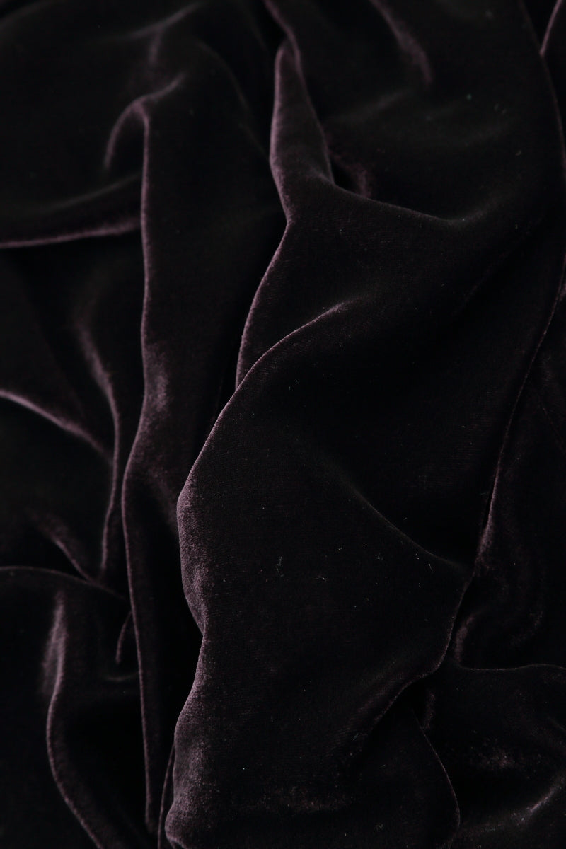 V-Neck Balloon Vintage Violet Silk Velvet Dress 5