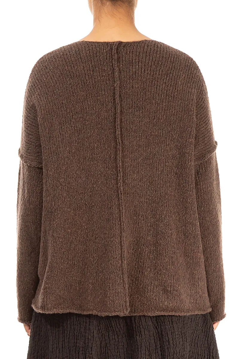 V-Neck Brown Wool Sweater 2