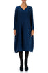 V-Neck Crinkled Royal Blue Silk Linen Dress 1