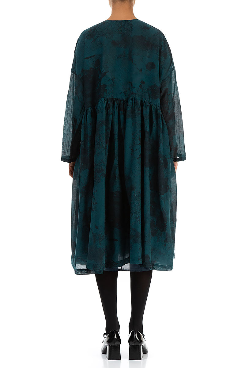 V-Neck Emerald Alabaster Silk Cotton Jacket Dress 2