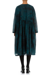 V-Neck Emerald Alabaster Silk Cotton Jacket Dress 2