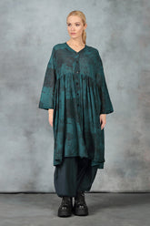 V-Neck Emerald Alabaster Silk Cotton Jacket Dress 7