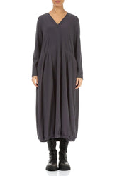 V-Neck Graphite Cotton Dress 1