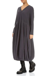 V-Neck Graphite Cotton Dress 3