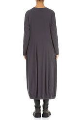 V-Neck Graphite Cotton Dress 2