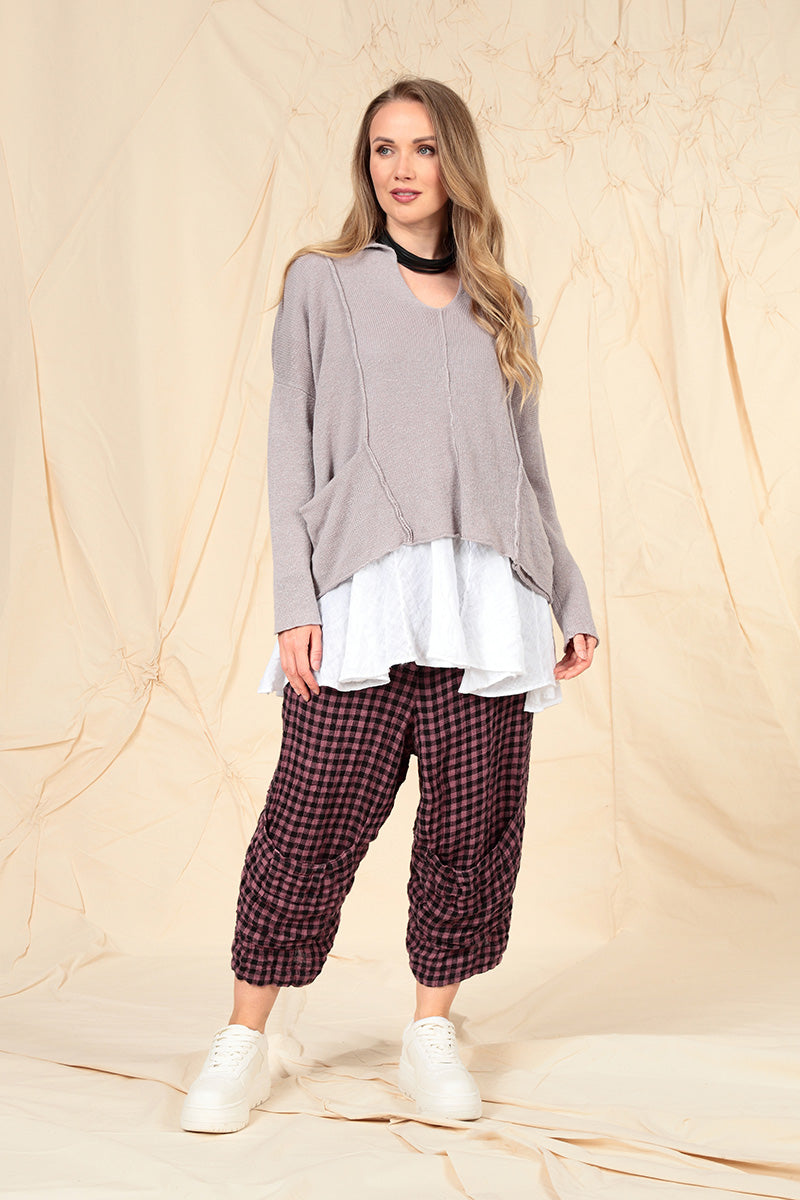 V-Neck Greige Linen Jumper 7