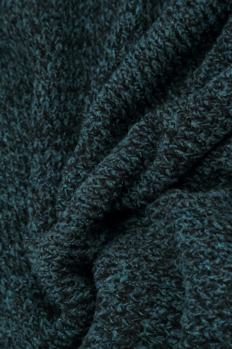 V-Neck Mélange Midnight Teal Wool Sweater 5