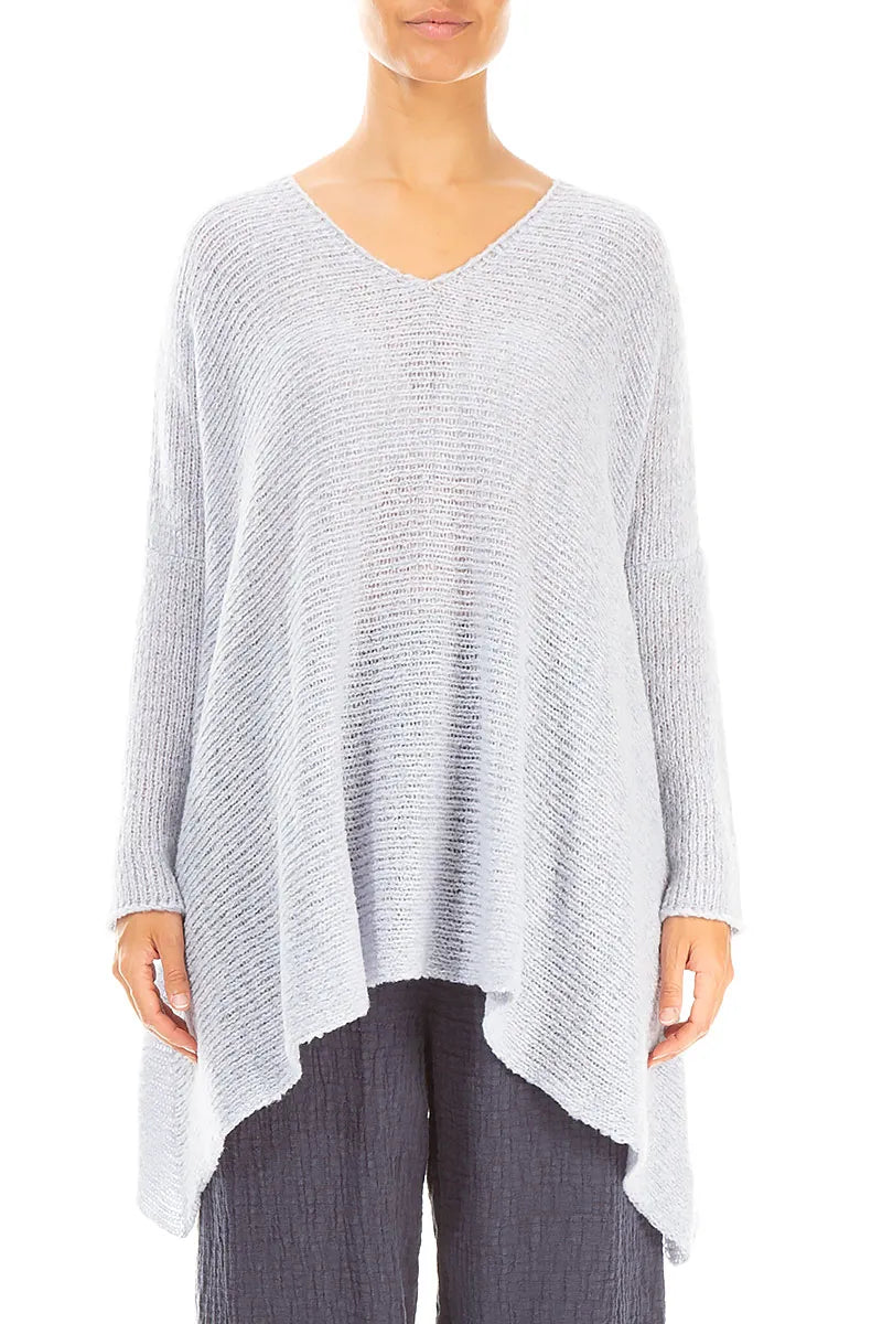 V-Ausschnitt Melange Moonstone Wollpullover