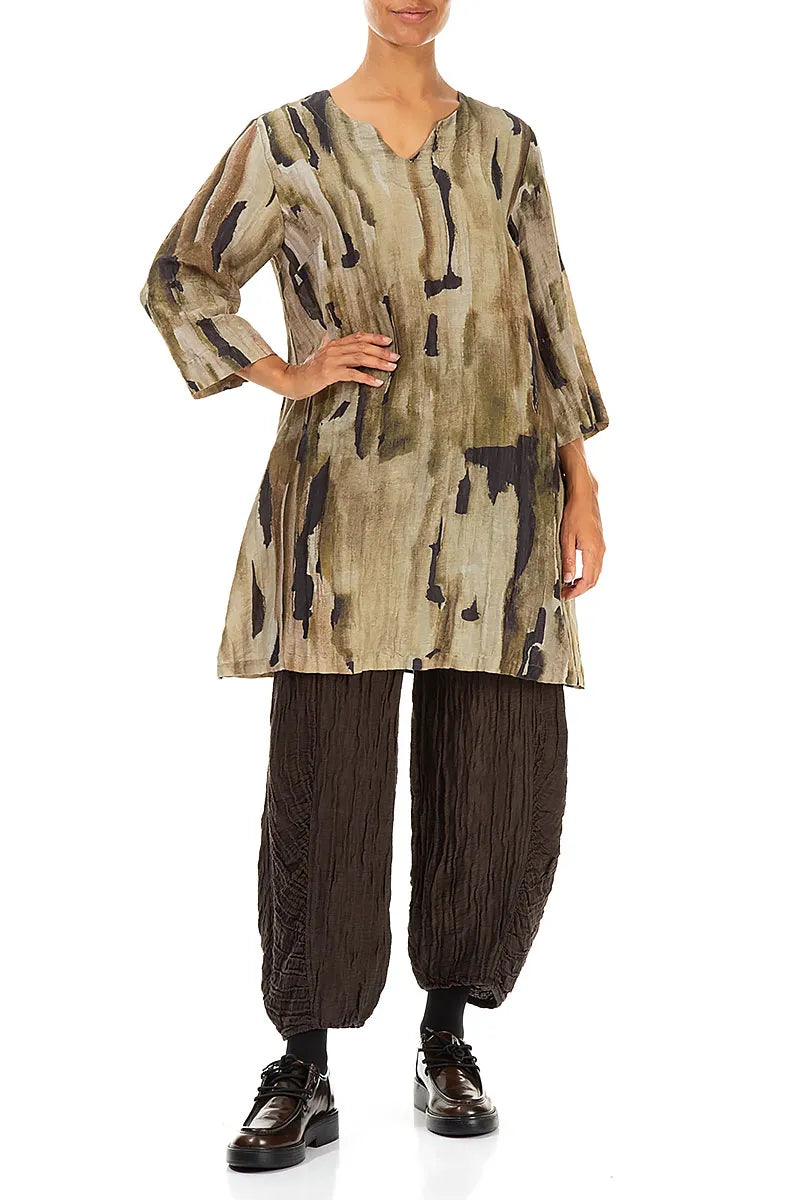 V-Neck Terra Crinkled Silk Linen Tunic 4