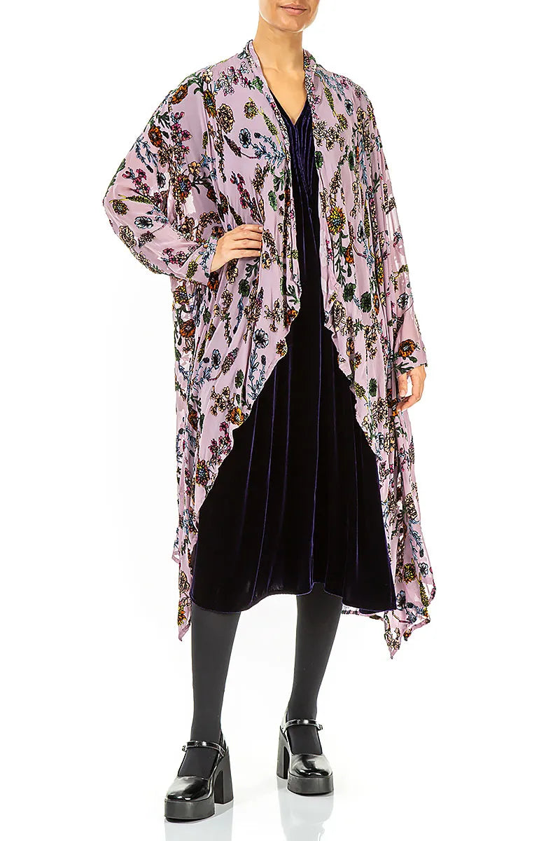 Velvet Blooms Devoré Open Silk Jacket 5