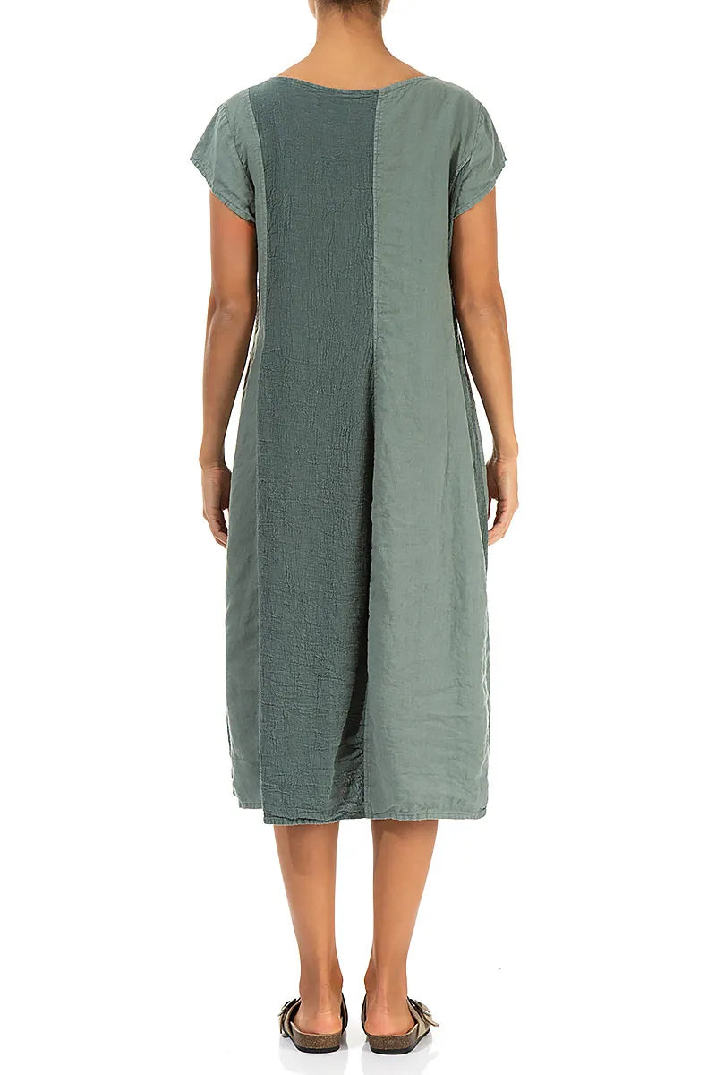 Vertical Line Sage Linen Dress 2