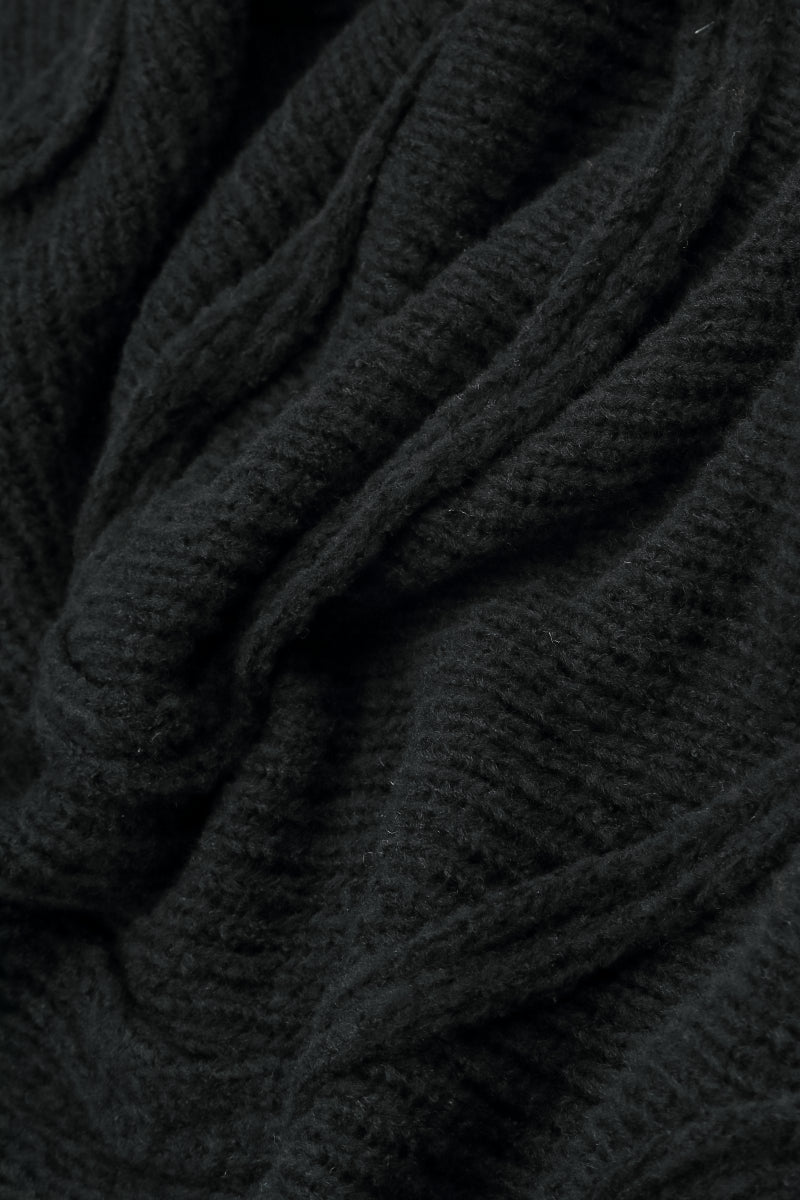 Wavy Seam Black Wool Sweater 5