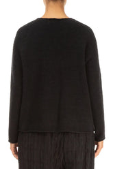 Wavy Seam Black Wool Sweater 2