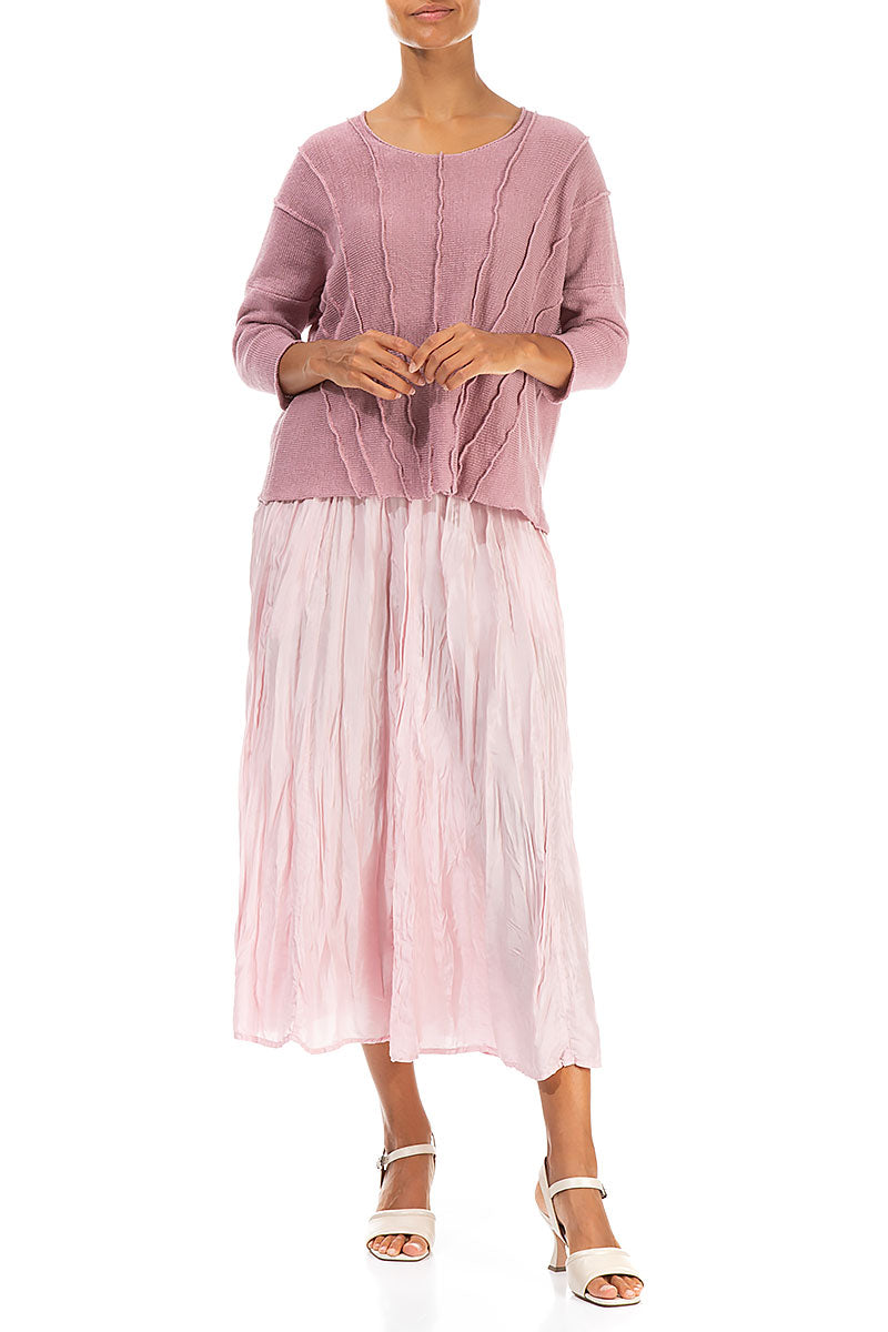 Wavy Stitch Mauve Pink Linen Jumper 4