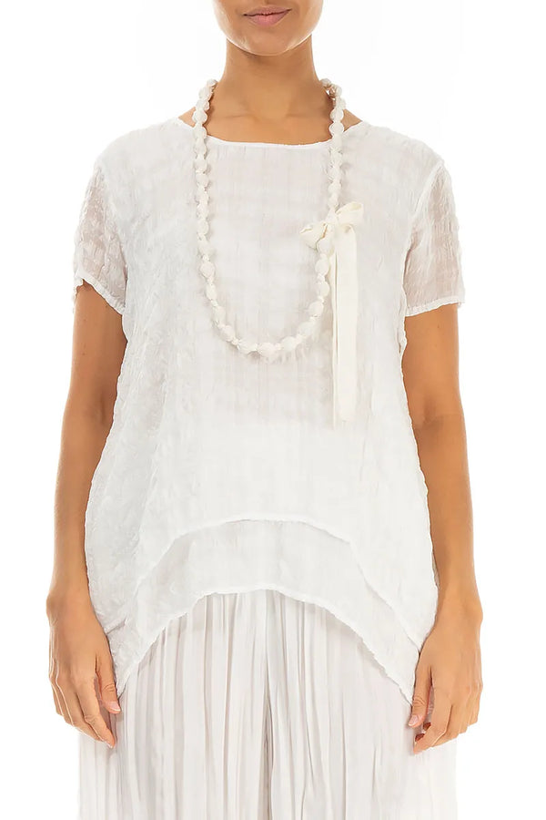 White Silk Fine Bead Necklace 1