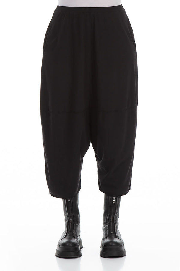 Wide Baggy Black Cotton Trousers 1