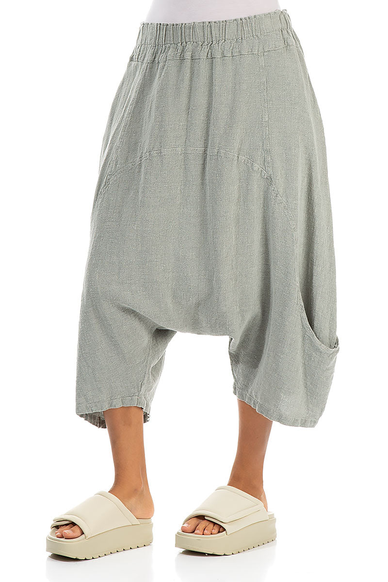 Wide Baggy Taupe Linen Trousers 3