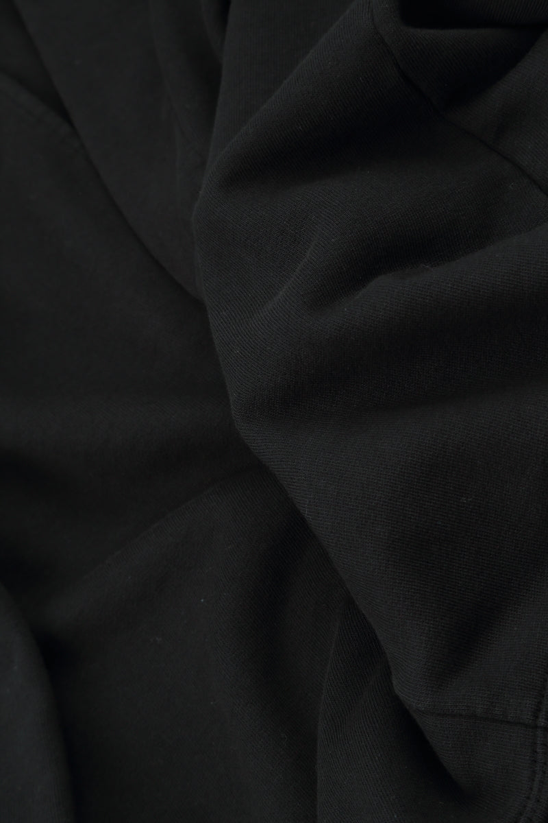 Wide Black French Terry Cotton Trousers 5