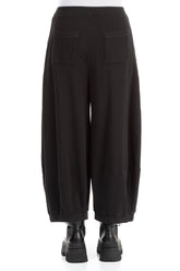 Wide Black French Terry Cotton Trousers 2
