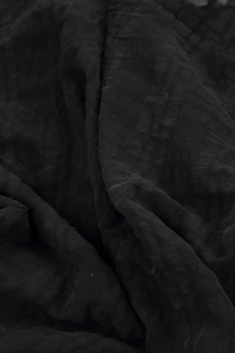 Wide Black Textured Silk Trousers 5
