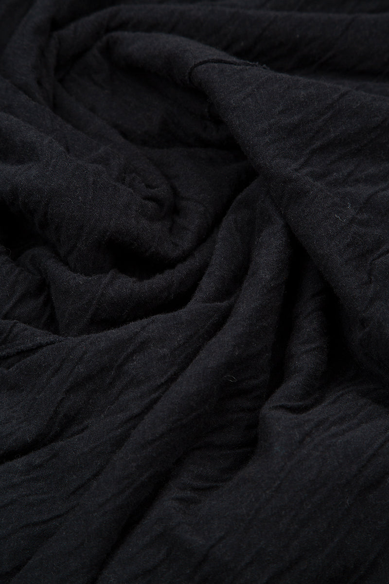 Wide Black Wavy Cotton Trousers 4