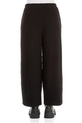 Wide Black Wavy Cotton Trousers 2