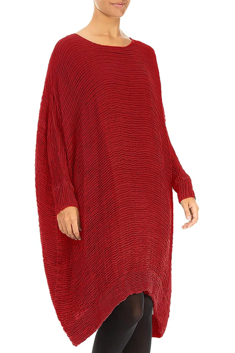 Robe caftan large en soie plissée rouge cerise