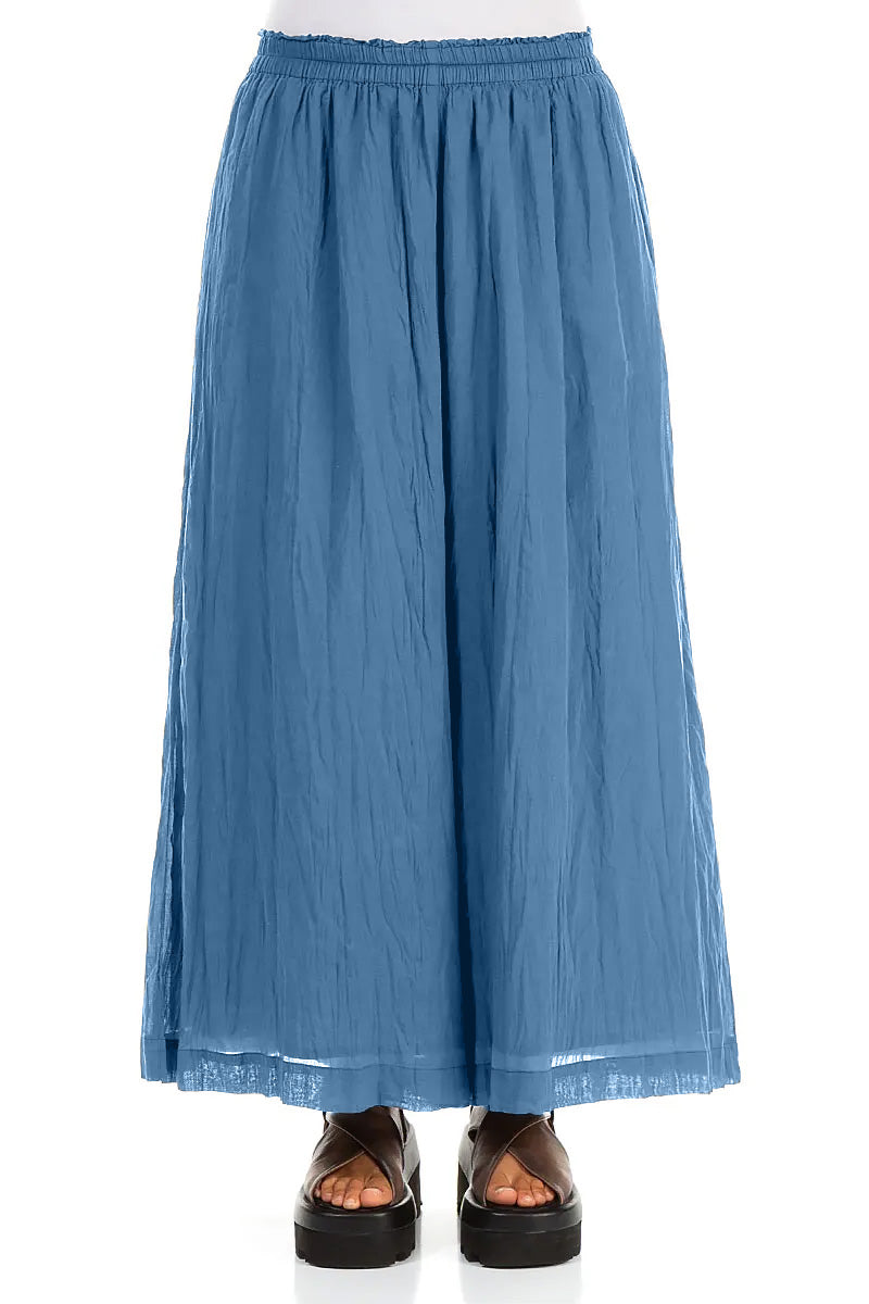 Wide Cobalt Blue Crumpled Cotton Trousers 1