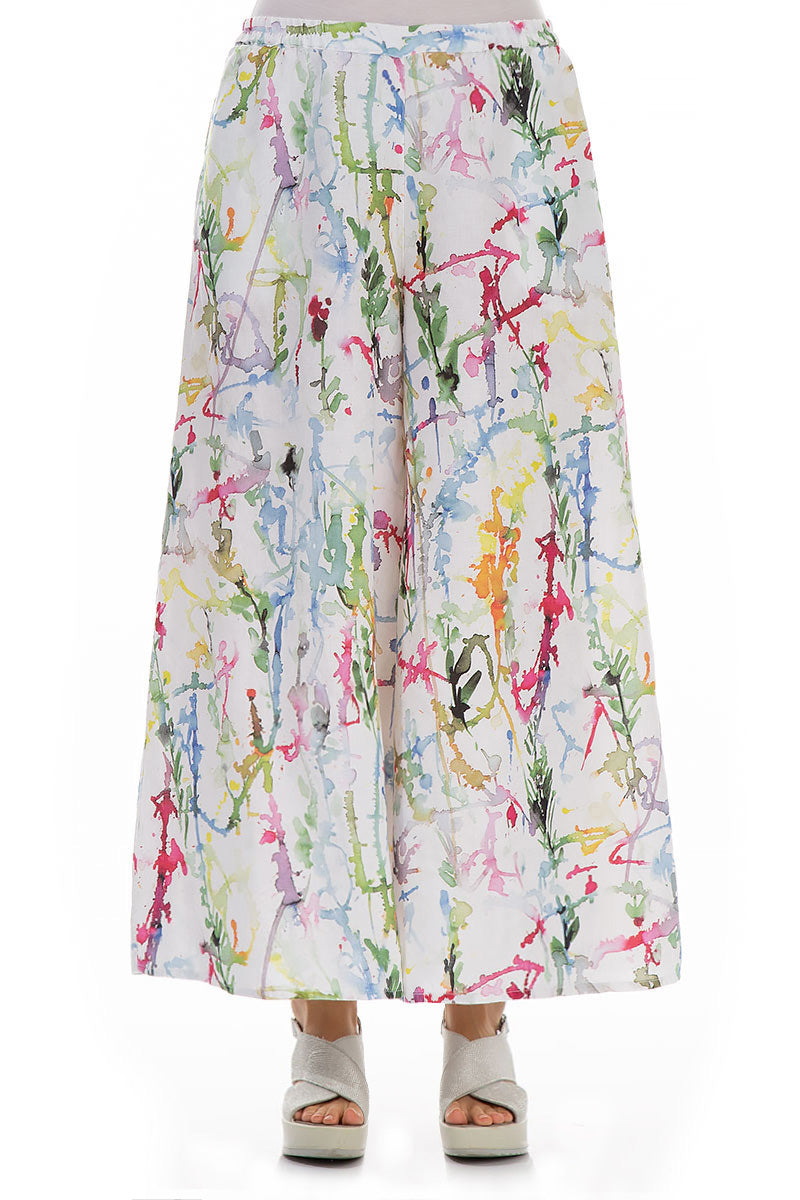 Wide Colour Splash Linen Trousers 1