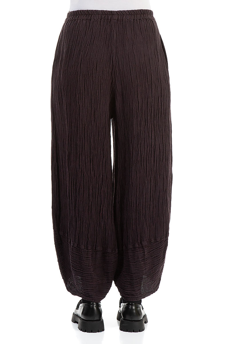 Wide Crinkled Dark Violet Silk Trousers 2