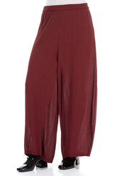 Wide Dark Red Silk Viscose Trousers 3
