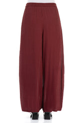 Wide Dark Red Silk Viscose Trousers 2