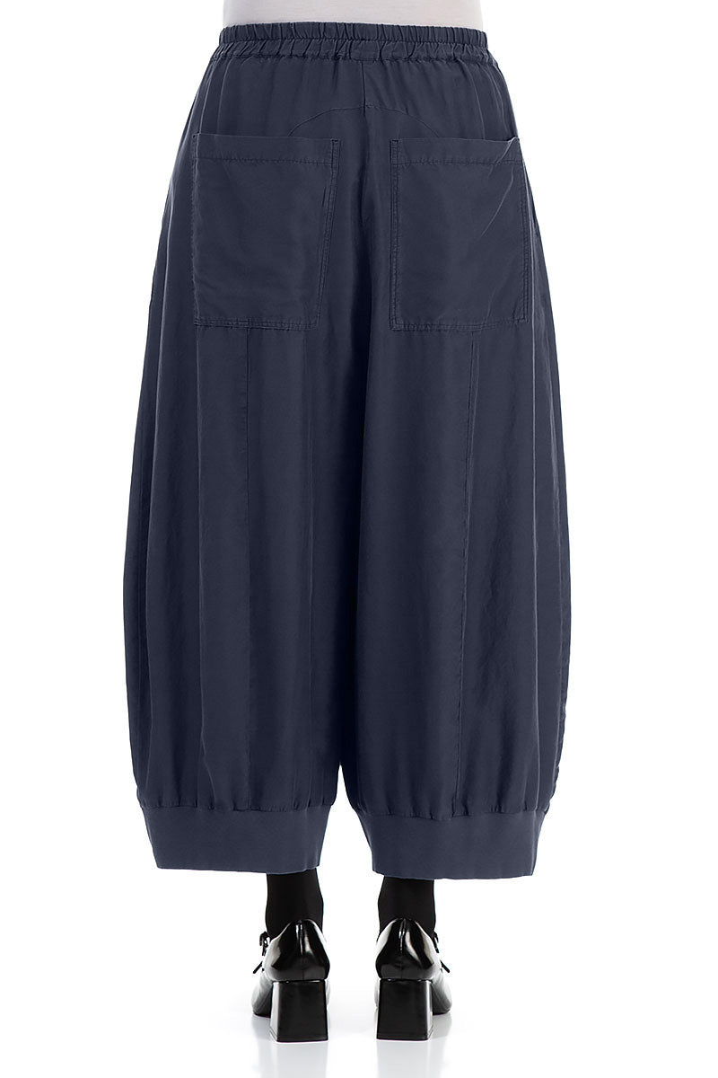 Wide Graphite Blue Silk Cotton Trousers 2