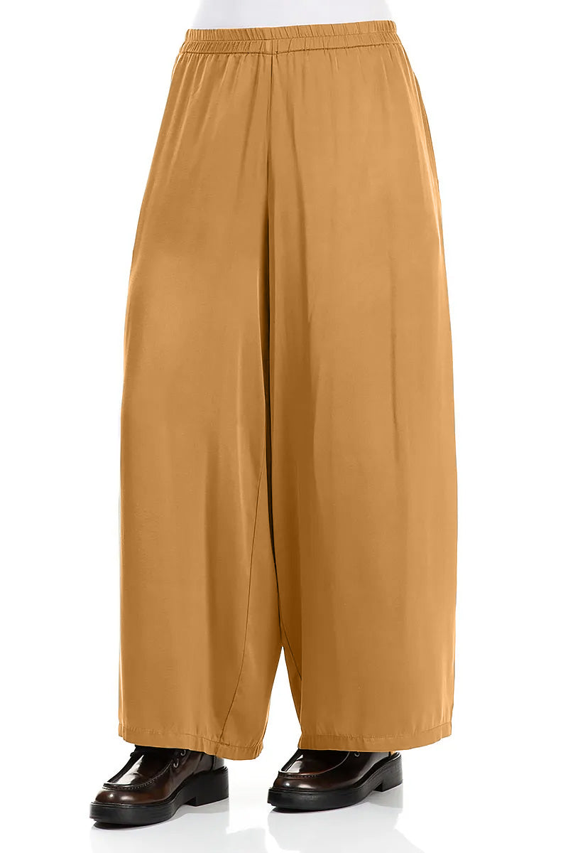 Wide Leg Aged Copper Silk Trousers 3
