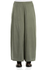 Wide Leg Forest Mist Silk Trousers 1