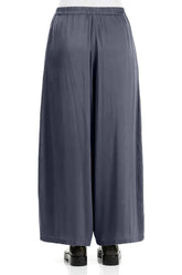 Wide Leg Slate Blue Silk Trousers 2