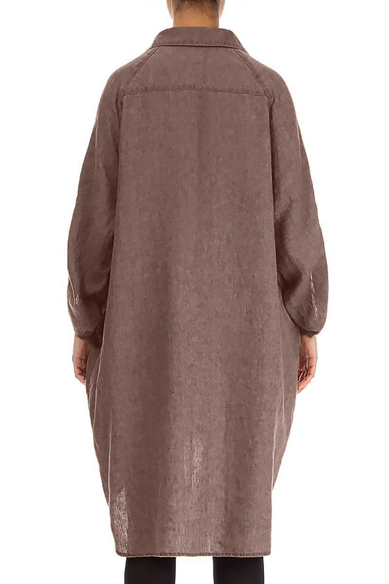 Chemise ample en lin marron