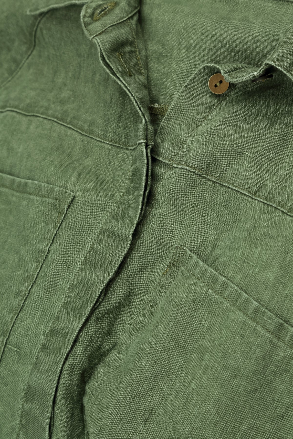Wide Loose Dark Sage Linen Shirt 5