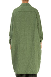 Wide Loose Dark Sage Linen Shirt 2