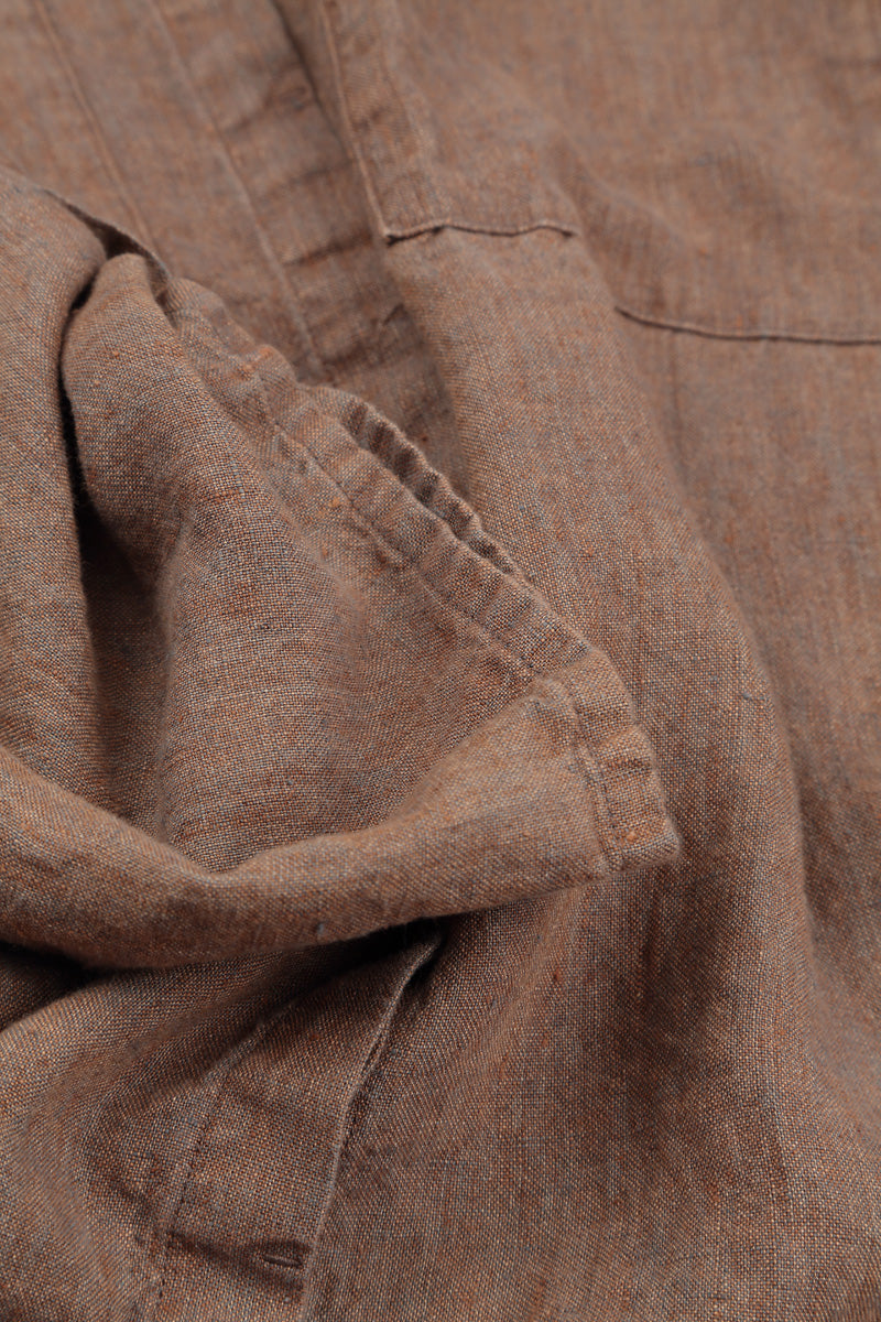 Wide Loose Mocha Linen Shirt 5